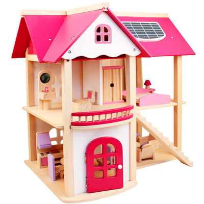 Mobília de madeira natural Toy House Furniture de madeira da casa de boneca de 37.5cm Diy
