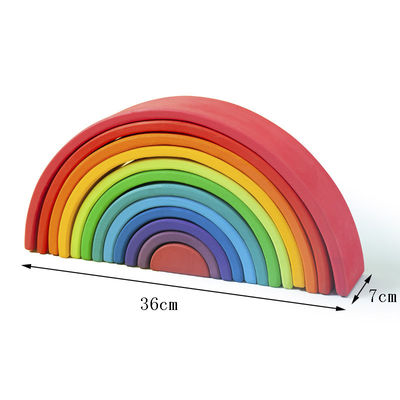 Arco-íris 7cm de madeira educacional dos brinquedos dos blocos de 35cm que empilha blocos