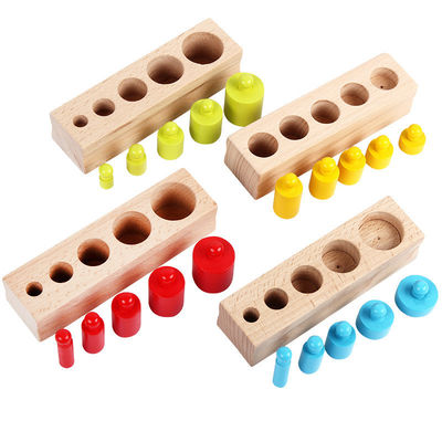 do soquete sensorial do cilindro de 3cm pré-escolar nodoso dos blocos de cilindro de Montessori