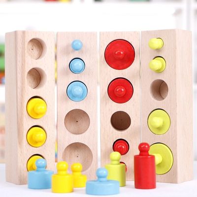 do soquete sensorial do cilindro de 3cm pré-escolar nodoso dos blocos de cilindro de Montessori