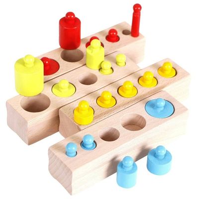 do soquete sensorial do cilindro de 3cm pré-escolar nodoso dos blocos de cilindro de Montessori