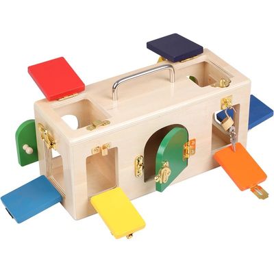 O bebê de madeira da caixa 13.5cm Montessori do fechamento brinca enigmas de madeira educacionais