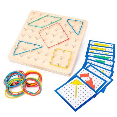 Auxílio de ensino de aprendizagem de madeira de Montessori dos brinquedos do prego 16.5cm do laço