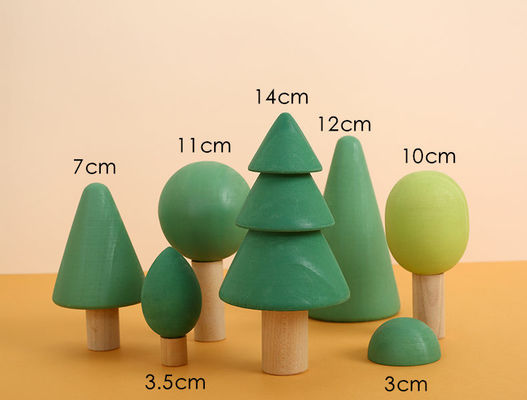 Blocos de madeira não tóxicos do arco-íris 7cm Forest Trees Wooden Tree Blocks