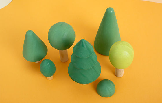 Blocos de madeira não tóxicos do arco-íris 7cm Forest Trees Wooden Tree Blocks