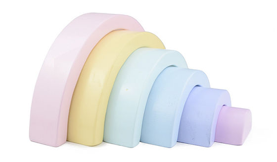 Sete empilhador de madeira Toy Jengle Arched do arco-íris da cor 13.5cm