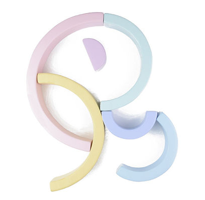 Sete empilhador de madeira Toy Jengle Arched do arco-íris da cor 13.5cm