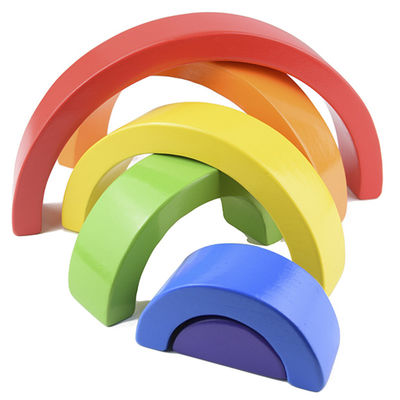 Sete empilhador de madeira Toy Jengle Arched do arco-íris da cor 13.5cm