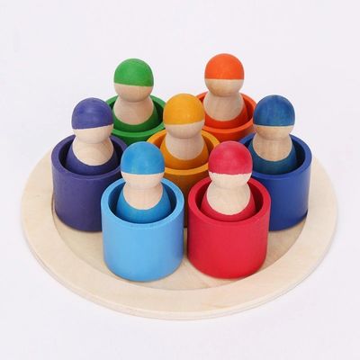 Grupo exclusivo 12 partes nórdico não tóxico de Peg Rainbow Arch Stacker Toy