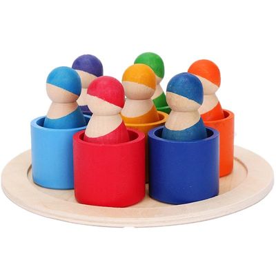 Grupo exclusivo 12 partes nórdico não tóxico de Peg Rainbow Arch Stacker Toy