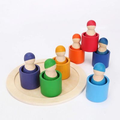 Grupo exclusivo 12 partes nórdico não tóxico de Peg Rainbow Arch Stacker Toy