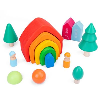 A rocha de madeira de Coral Earth Wooden Blocks Toys ajustou o brinquedo de madeira natural de equilíbrio dos blocos