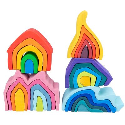 A rocha de madeira de Coral Earth Wooden Blocks Toys ajustou o brinquedo de madeira natural de equilíbrio dos blocos