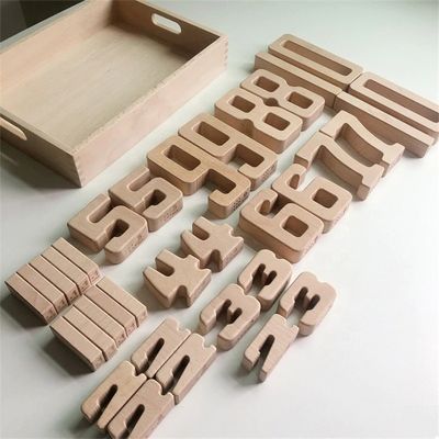 Brinquedos de madeira educacionais ISO9001 de Digitas da matemática dos blocos do alfabeto e do número