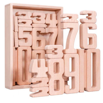 Brinquedos de madeira educacionais ISO9001 de Digitas da matemática dos blocos do alfabeto e do número