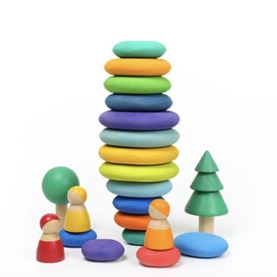 os blocos de apartamentos de madeira do número de 32pcs Digitas equilibram blocos para crianças