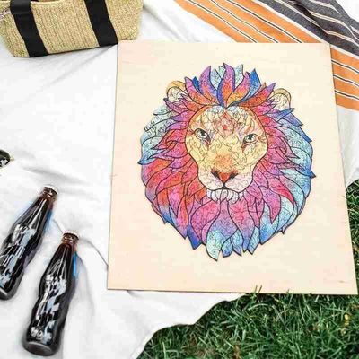 53g Lion Baby Building Blocks Wooden que empilha os jogos interativos animais da serra de vaivém