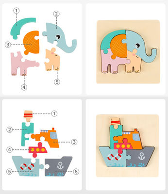 Enigmas de serra de vaivém animais de madeira de Forest Wooden Block Puzzle Toys do equilíbrio do bebê 0.9cm