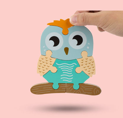 Enigmas de serra de vaivém animais de madeira de Forest Wooden Block Puzzle Toys do equilíbrio do bebê 0.9cm