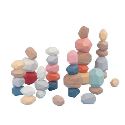 As pedras equilibram os blocos de madeira do número ajustados para as crianças 36pcs