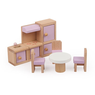 Mobília 10.5cm natural clássica de Mini Wooden Doll House Toys