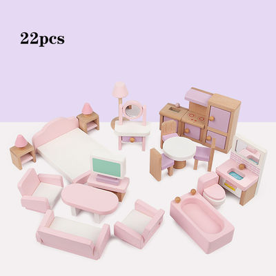 Mobília 10.5cm natural clássica de Mini Wooden Doll House Toys