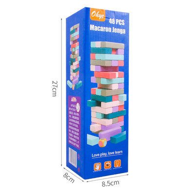 Equilibre 48pcs coloriu blocos de madeira do dominó empilhou brinquedos educacionais do arco-íris