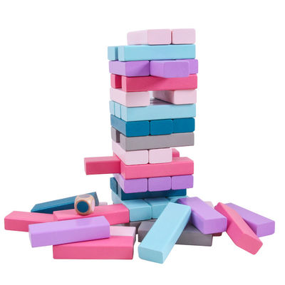 Equilibre 48pcs coloriu blocos de madeira do dominó empilhou brinquedos educacionais do arco-íris