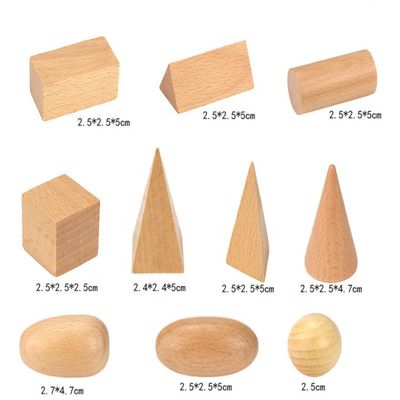 3D que conta a matemática de madeira Toy Geometric Wooden Blocks de 5cm