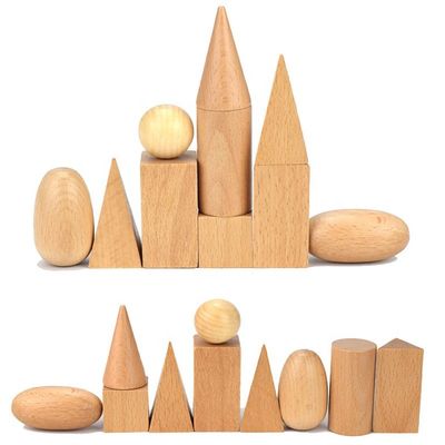 3D que conta a matemática de madeira Toy Geometric Wooden Blocks de 5cm