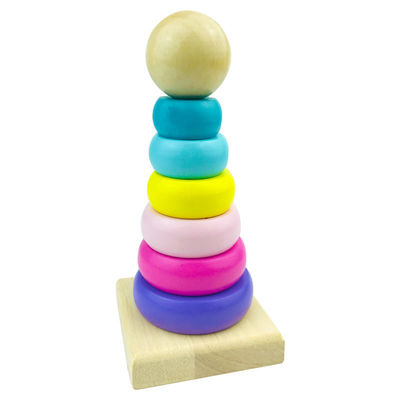 madeira de faia de madeira Teether dos brinquedos do bebê de 5.51in Montessori