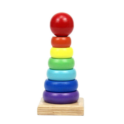 madeira de faia de madeira Teether dos brinquedos do bebê de 5.51in Montessori
