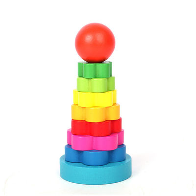 madeira de faia de madeira Teether dos brinquedos do bebê de 5.51in Montessori