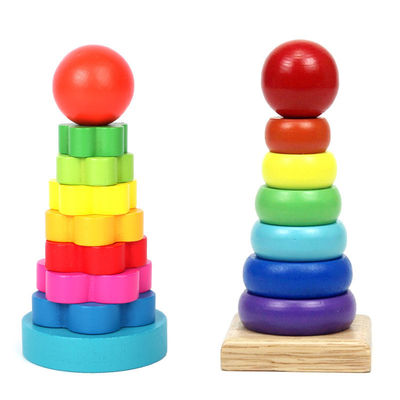 madeira de faia de madeira Teether dos brinquedos do bebê de 5.51in Montessori