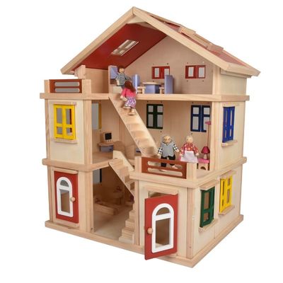Casa de boneca de Mini Dollhouse Furniture Wooden Miniature da garagem das crianças DIY 55.5cm