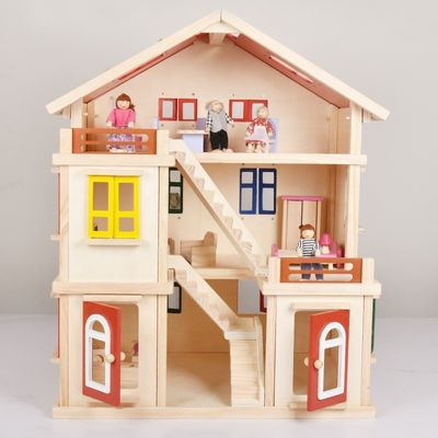 Casa de boneca de Mini Dollhouse Furniture Wooden Miniature da garagem das crianças DIY 55.5cm
