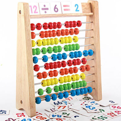 Grânulos de contagem de madeira de madeira de Toy Rainbow 7cm da matemática do ábaco aritmético