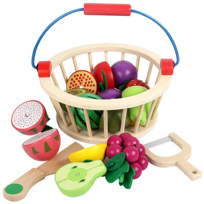O corte de madeira colorido do fruto de 19cm ajustou Toy Kid Education