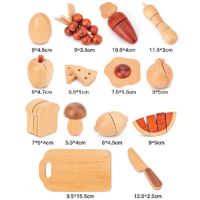 Grupo 5.5cm de madeira natural do alimento do jogo do papel das frutas e legumes
