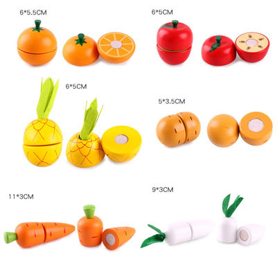 Cozinhar sustenta do alimento de madeira do jogo do papel de 5.5cm brinquedos magnéticos do fruto