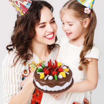 O corte de madeira do fruto de DIY 5.9inch ajustou o bolo de aniversário Toy Plastic