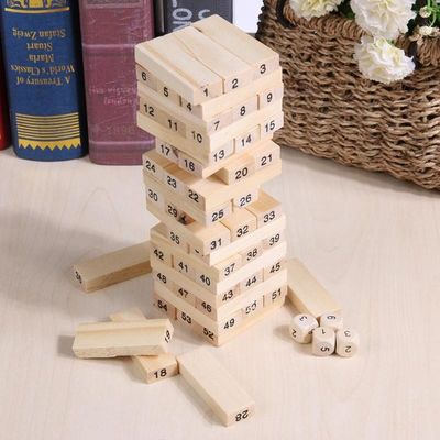 Blocos de apartamentos de madeira Toy Tower Stacking Game do dominó dos dígitos