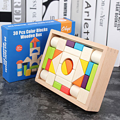 Blocos de apartamentos de madeira Toy Stacking do castelo grande de 15cm 30 partes