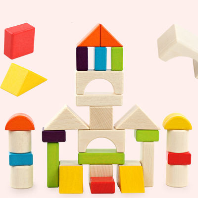 Blocos de apartamentos de madeira Toy Stacking do castelo grande de 15cm 30 partes