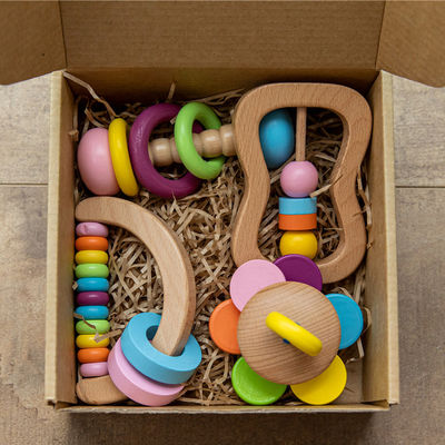Das crianças musicais de madeira dos brinquedos de Soother 7.2cm do chocalho os instrumentos de madeira