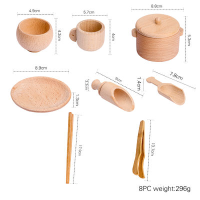 A cozinha diminuta de madeira dos utensílios de mesa 8.9cm ajustou o brinquedo ajustado de cozimento de madeira