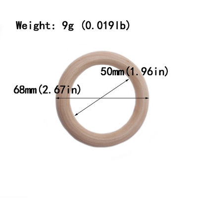 Bracelete DIY 55mm Toy Beech Wood Teething Rings saindo os dentes de madeira