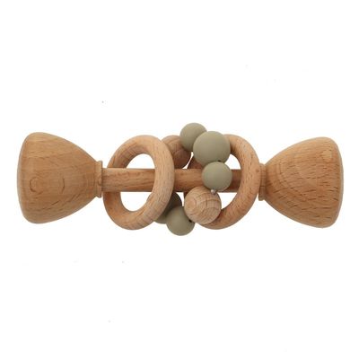 Madeira de faia Teether do coelho 5.12in Bunny Teether de madeira natural