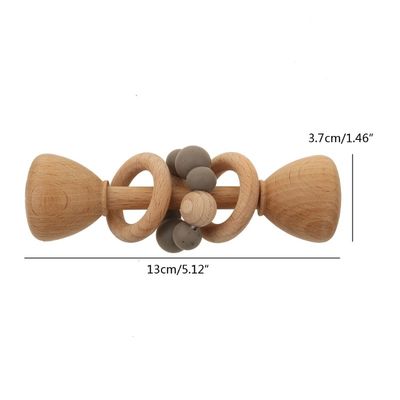 Madeira de faia Teether do coelho 5.12in Bunny Teether de madeira natural