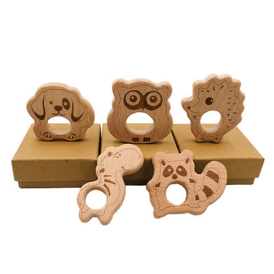 Brinquedo de madeira ISO9001 Teether animal de madeira sair os dentes do pendente da colar